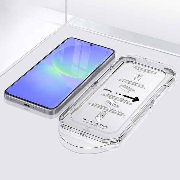 Samsung Galaxy A37 5G koko n&auml;yt&ouml;n panssarilasi asennustelineell&auml;