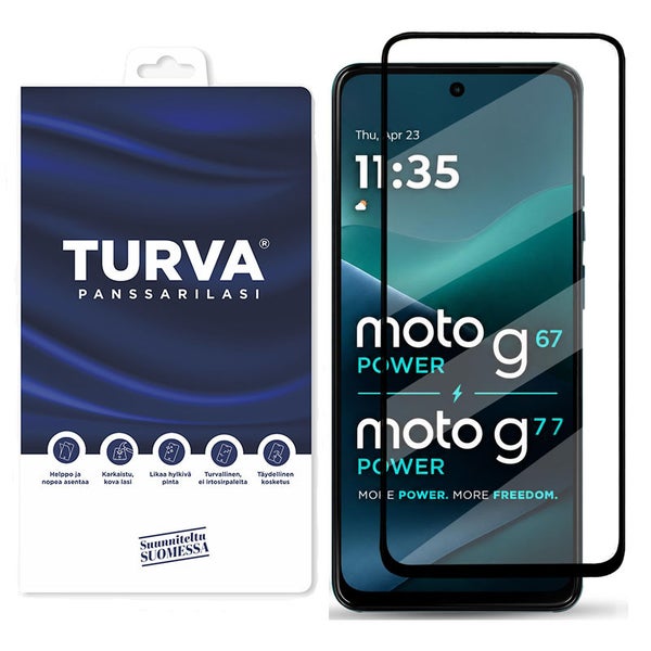 Motorola Moto G87 5G / G77 5G / G67 5G Turva panssarilasi&reg; koko n&auml;yt&ouml;lle