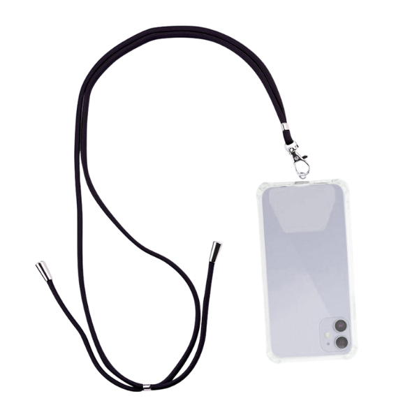 Puhelimen kaulanauha s&auml;&auml;dett&auml;v&auml;, musta