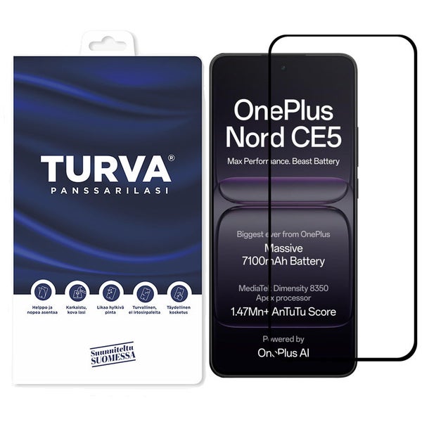 OnePlus Nord CE5 5G Turva panssarilasi&reg; koko n&auml;yt&ouml;lle