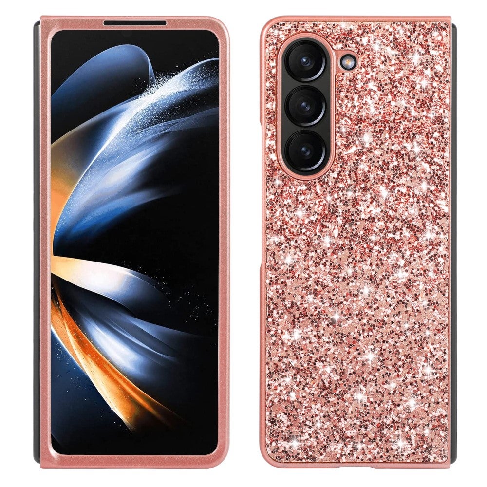 Samsung Galaxy Z Fold5 Glitter suojakuori, ruusukulta
