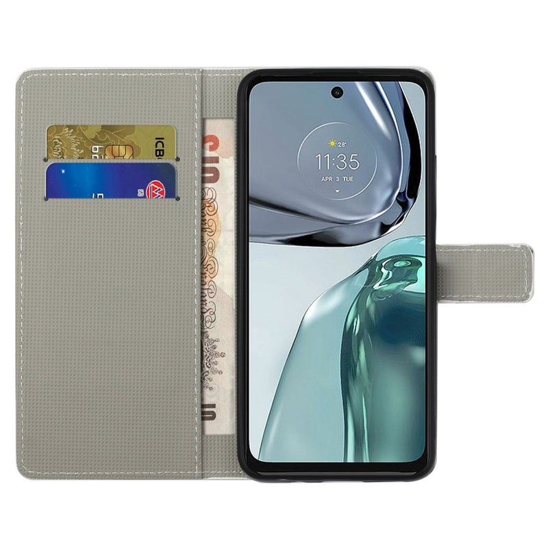 Motorola Moto G62 5G lompakkokotelo, perhonen