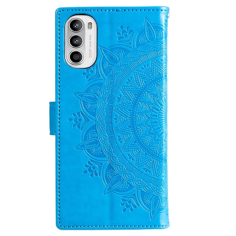 Motorola Moto G62 5G mandala lompakkokotelo, sininen