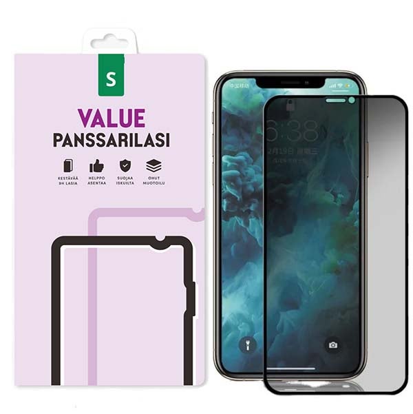 iPhone 11 Pro Max/XS Max Value Privacy koko näytön panssarilasi