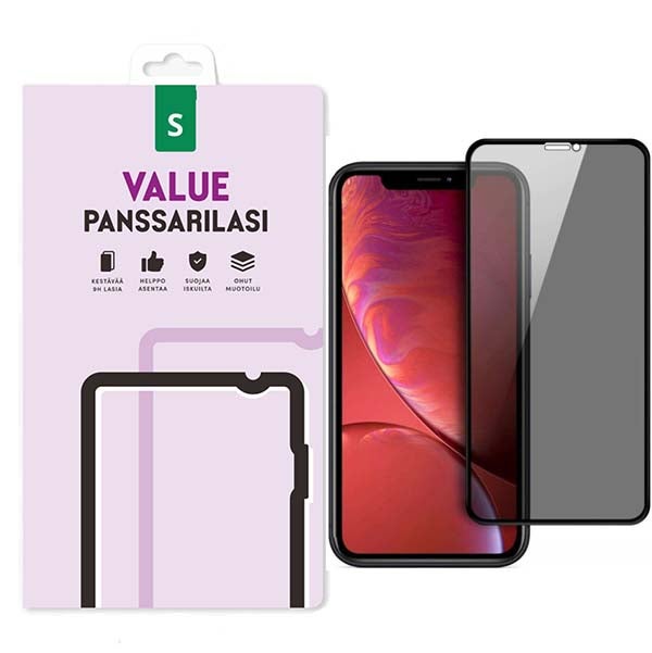 iPhone X/XS/11 Pro Value Privacy koko näytön panssarilasi